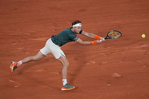 Casper Ruud plays against Germany's Alexander Zverev